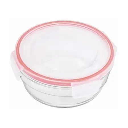 Recipiente Vidriotemplado Redondo Tapa Hermetica Marinex 1lt