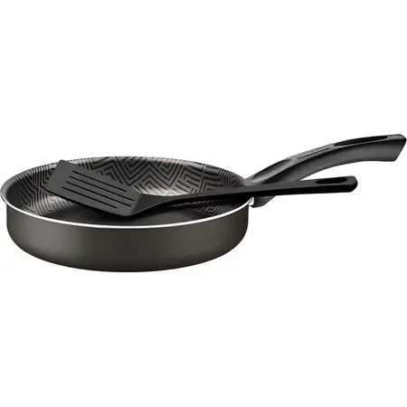 Sartén Recta Con Espátula Tramontina Paris De 22 Cm Negro