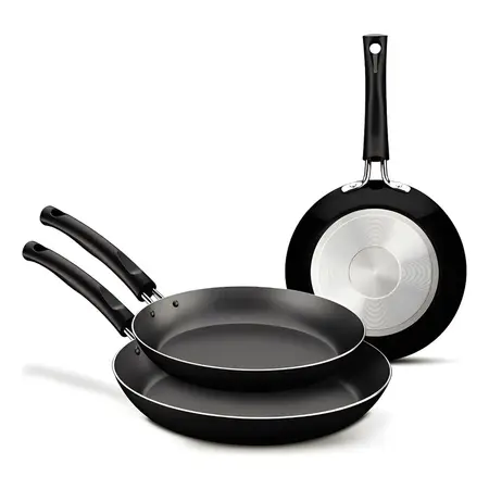 Sartenes Tramontina Aluminio Antiadherente Teflon Max 3 Pz Color Negro