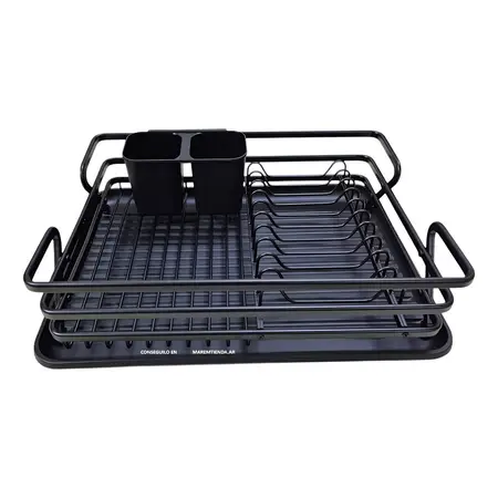 Seca Platos Escurridor Cocina Mesada Aluminio Carol 10 Plato Color Negro
