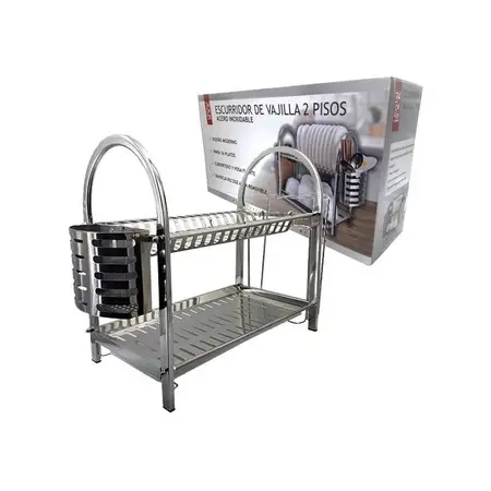 Secaplatos Crystal Rock Escurridor Plato 2 Pisos Acero Inoxi - Gris