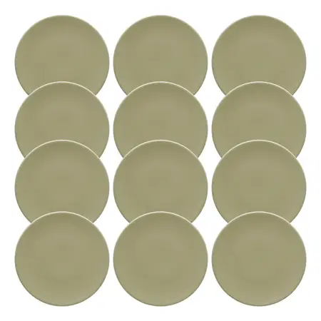 Set 12 Platos De Postre Ceramica 19,5 Cm Linea Unni | Oxford Oliva