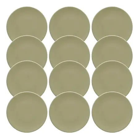 Set 12 Platos De Postre Ceramica 19,5 Cm Linea Unni | Oxford Oliva