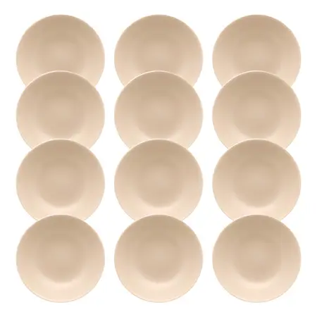 Set 12 Platos Hondos Ceramica 20 Cm Linea Unni | Oxford Merengue