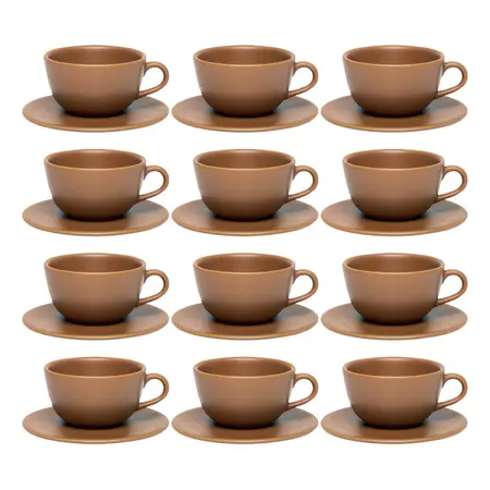 Set 12 Tazas De Té 200 Ml C/plato Ceramica 14 Cm Unni Oxford Avela