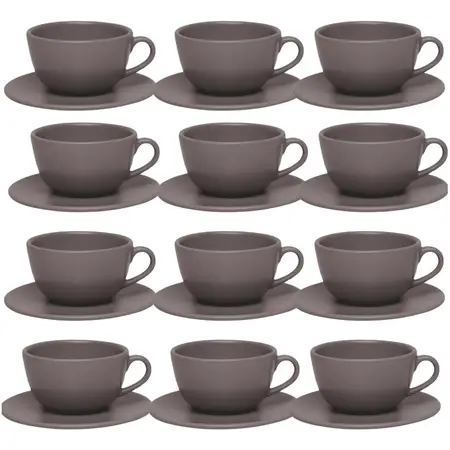 Set 12 Tazas De Té 200 Ml C/plato Ceramica 14 Cm Unni Oxford Rain cloud