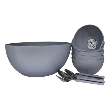 Set 13 Piezas Carol Bowl Compoteras Plástico C/ Cucharitas Gris Fusion