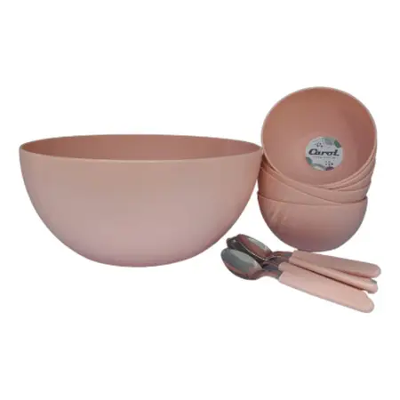 Set 13 Piezas Carol Bowl Compoteras Plástico C/ Cucharitas Rosa Fusion