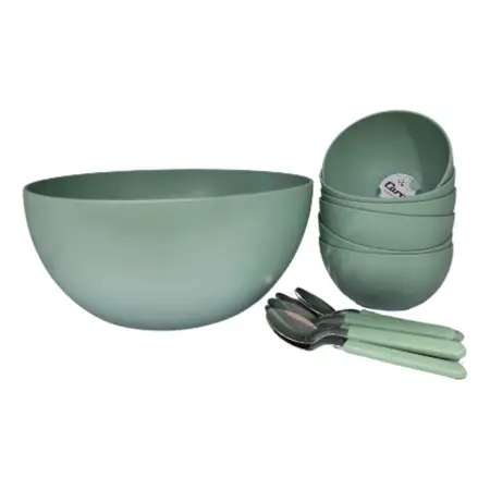 Set 13 Piezas Carol Bowl Compoteras Plástico C/ Cucharitas Verde Fusión
