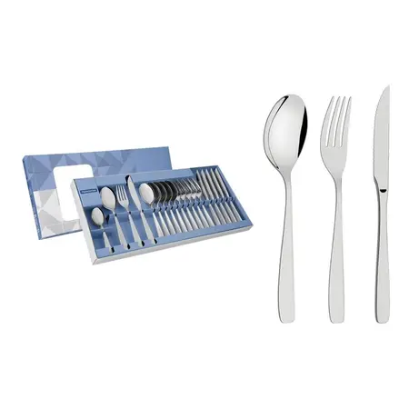 Set 24 Cubiertos Caja Tramontina Cosmos Acero Inox Liso Cuo Gris