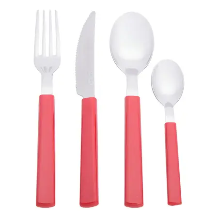 Set 24 Cubiertos Tramontina Celebrare Mango Plástico Gliter Color Rojo