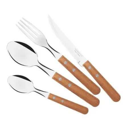 Set 24 Cubiertos Tramontina Dynamic Madera Acero Inox Encuo - Madera