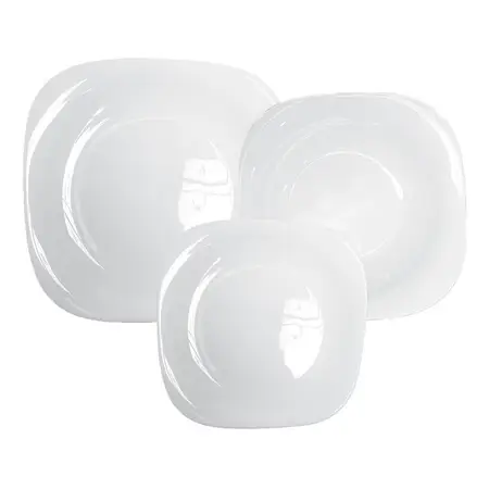 Set 36 Platos Playo Hondo Postre Nadir Duralex Plaza Templad Blanco