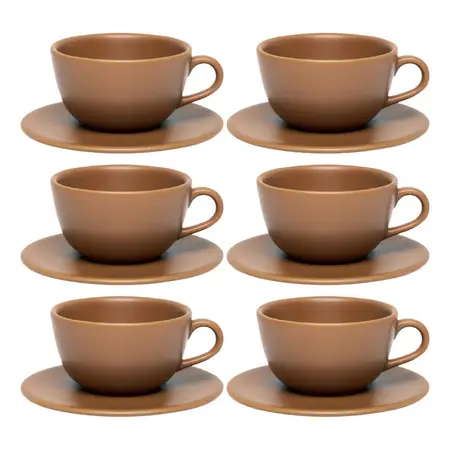 Set 6 Taza De Té 200 Ml C/plato Ceramica 14 Cm Unni | Oxford Avela