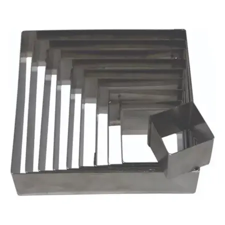 Set 8 Cuadrados Moldes Cortantes Acero 6 A 20 Cm Corta Masa - Plateado
