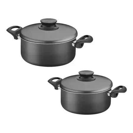 Set Batería De Cocina Ollas Tramontina Paris 4 Piezas Negro