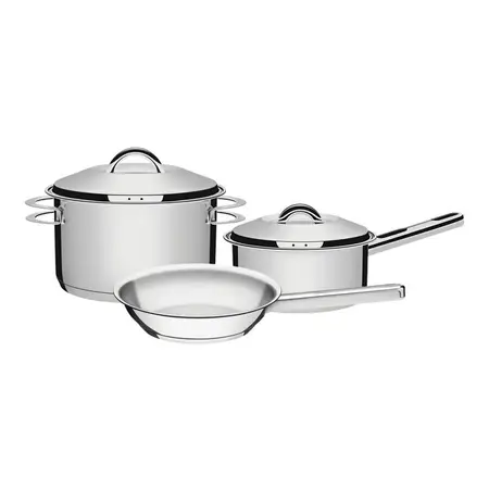 Set Batería De Cocina Tramontina Solar Triple Fond 3pz Cuota Acero Inoxidable