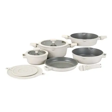 Set De Cocina Carol Con Revestimiento Antiadherente De Fundición, 10 Piezas Tiza