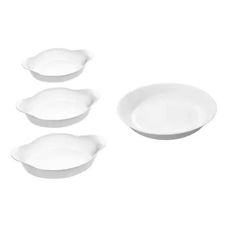 Set Fuentes 4 Piezas Vidrio Horno Opaline Marinex Blanco Cuo Blanco