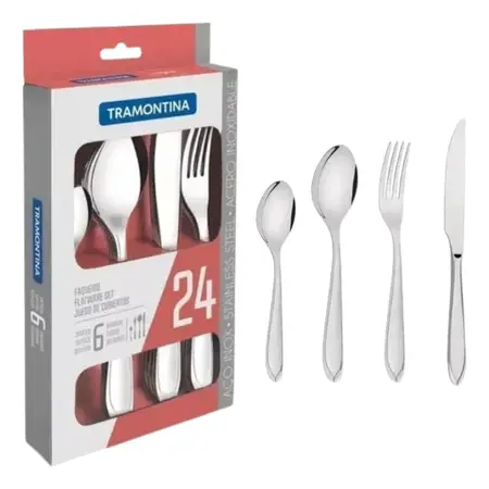 Set Juego De Cubiertos Laguna Tramontina X 24 Pzs Acero Inox - Plateado