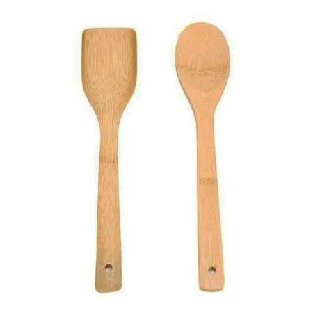 Set Juego Utensillos Bambú Crystal Rock Cuchara Espátula 2pz
