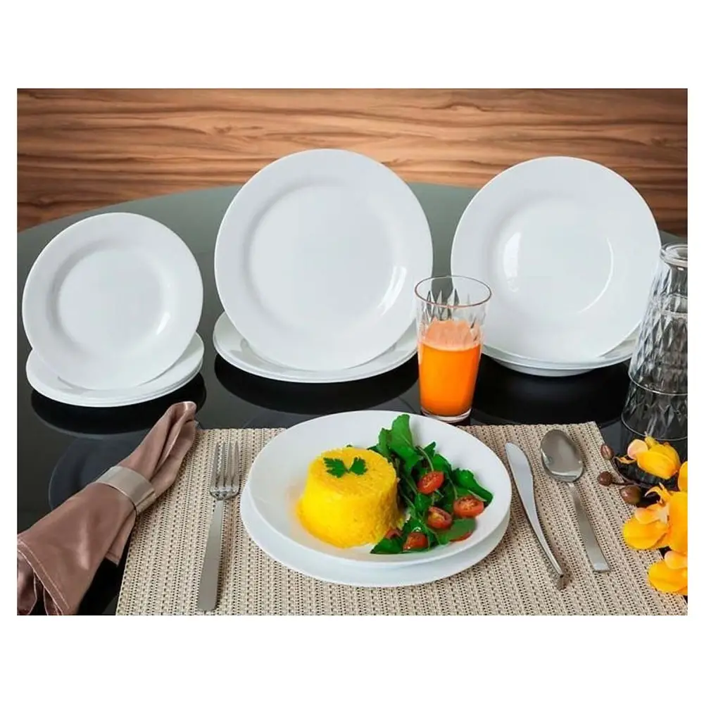 Set Platos Duralex Menu Nadir Playo Postre Hondo X36 Unid. Blanco