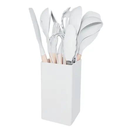 Set Utensilios 12 Piezas Con Contenedor Silicona Bambú Carol Tiza