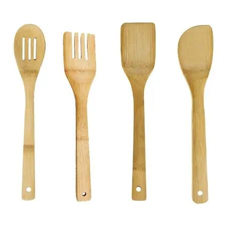 Set Utensilios De Cocina Madera Bambú Crystal Rock 4 Piezas