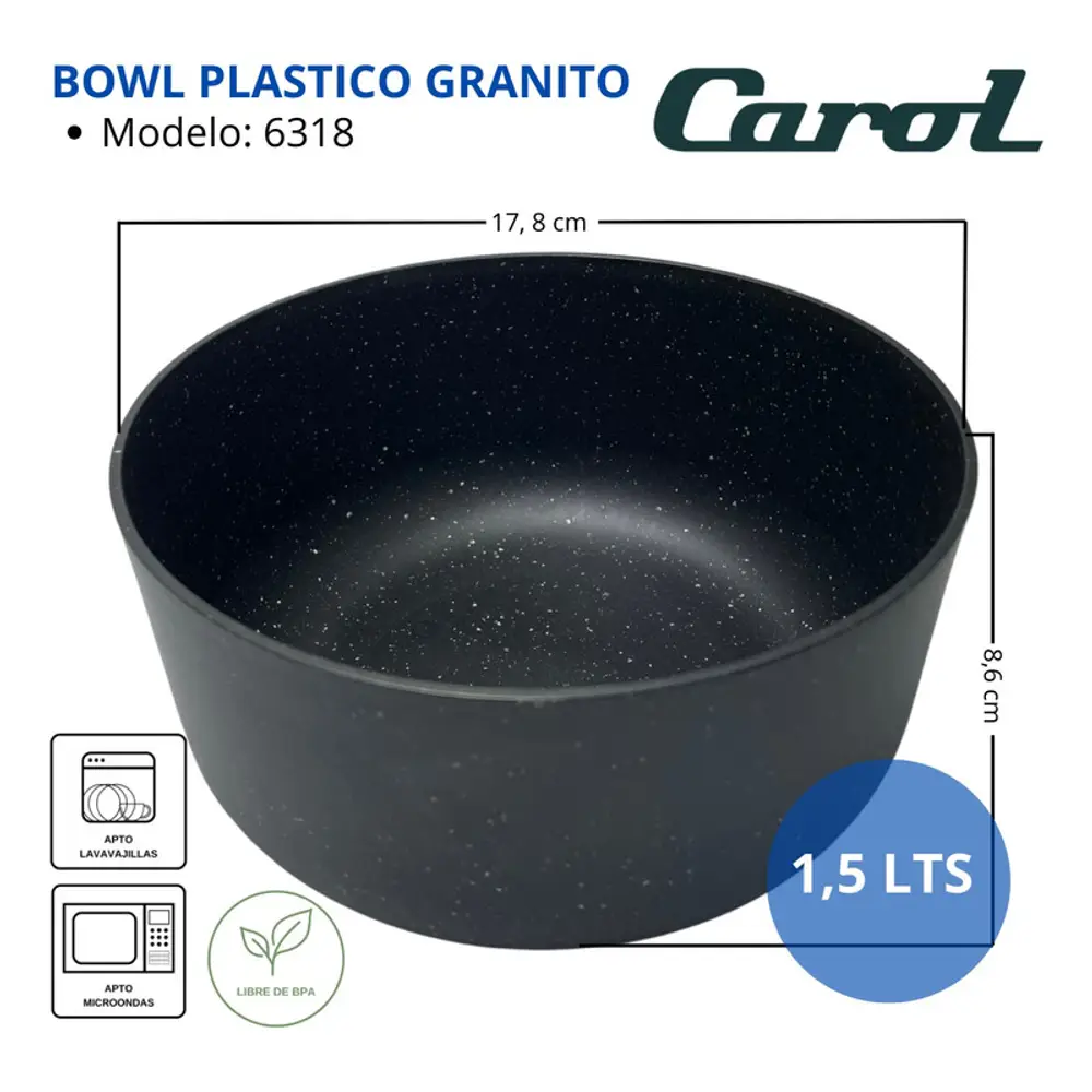 Set Vajilla De 16 Piezas Carol Platos Bowls Y Vasos Plastico Negro