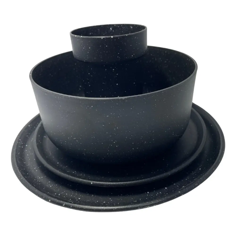 Set Vajilla De 16 Piezas Carol Platos Bowls Y Vasos Plastico Negro