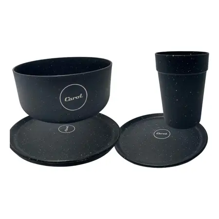 Set Vajilla De 24 Piezas Carol Platos Bowls Y Vasos Plastico Negro