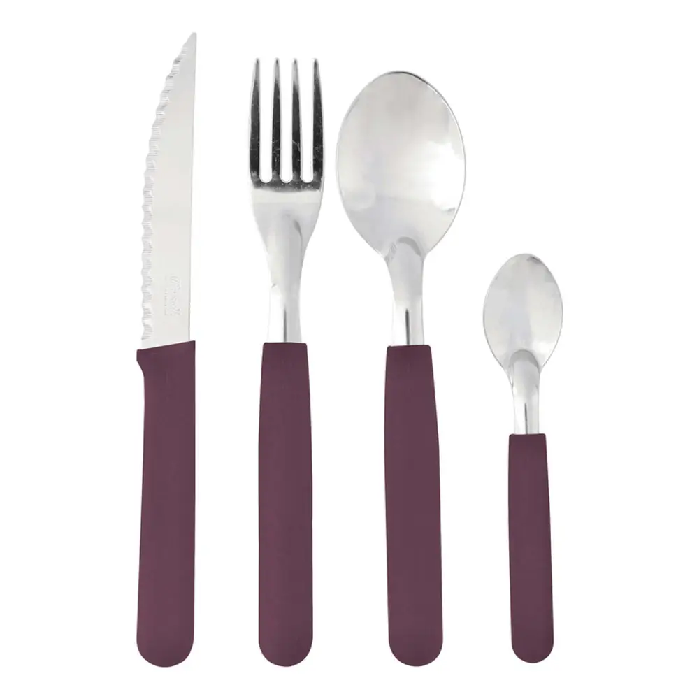 Set X16 Cubiertos Carol Soft Caja Acero Inox. Mango Plástico Borravino Fusion