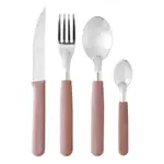 Set X16 Cubiertos Carol Soft Caja Acero Inox. Mango Plástico Rosa Areia