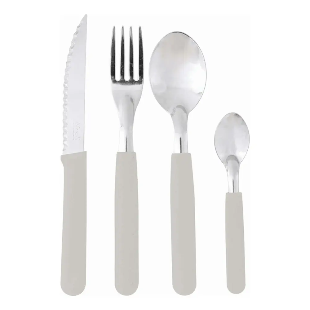 Set X16 Cubiertos Carol Soft Caja Acero Inox. Mango Plástico Tiza Fusion