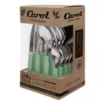Set X16 Cubiertos Carol Soft Caja Acero Inox. Mango Plástico Verde Areia