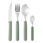 Set X16 Cubiertos Carol Soft Caja Acero Inox. Mango Plástico Verde Areia