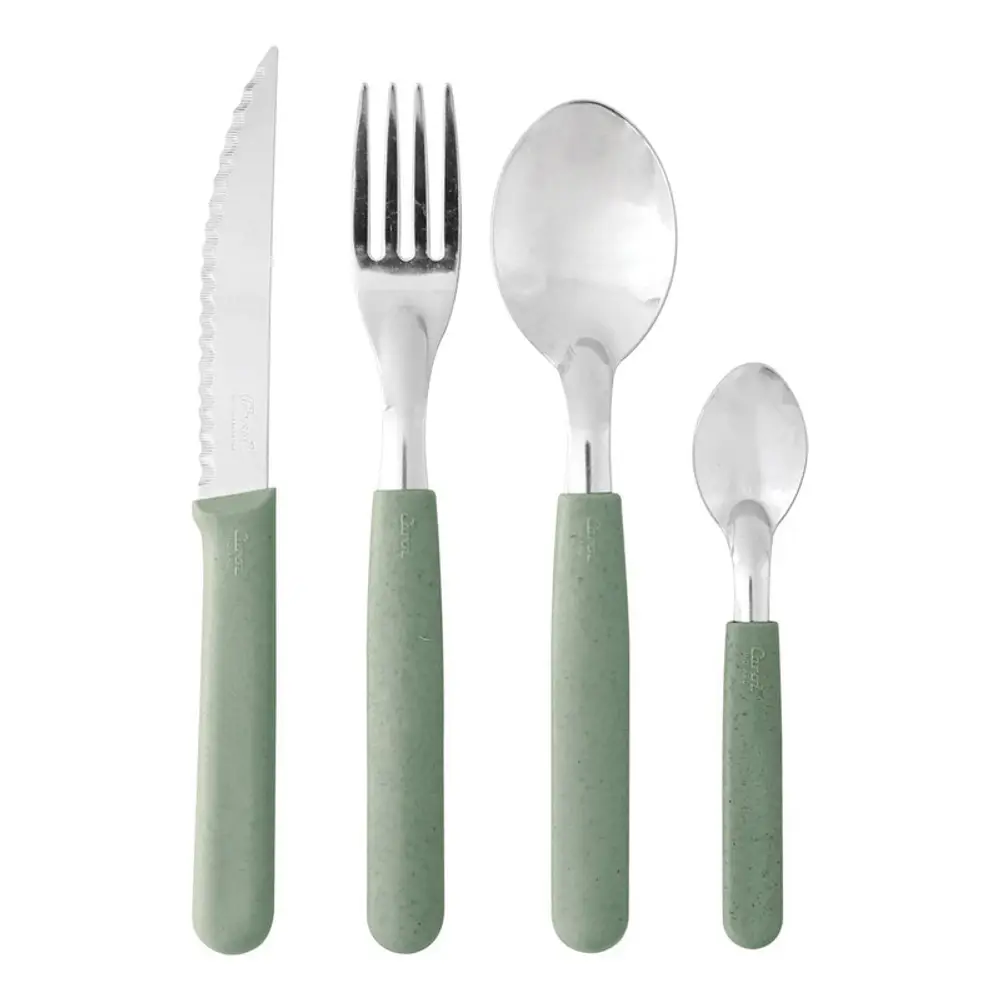 Set X16 Cubiertos Carol Soft Caja Acero Inox. Mango Plástico Verde Areia