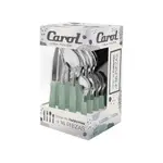 Set X16 Cubiertos Carol Soft Caja Acero Inox. Mango Plástico Verde Fusion