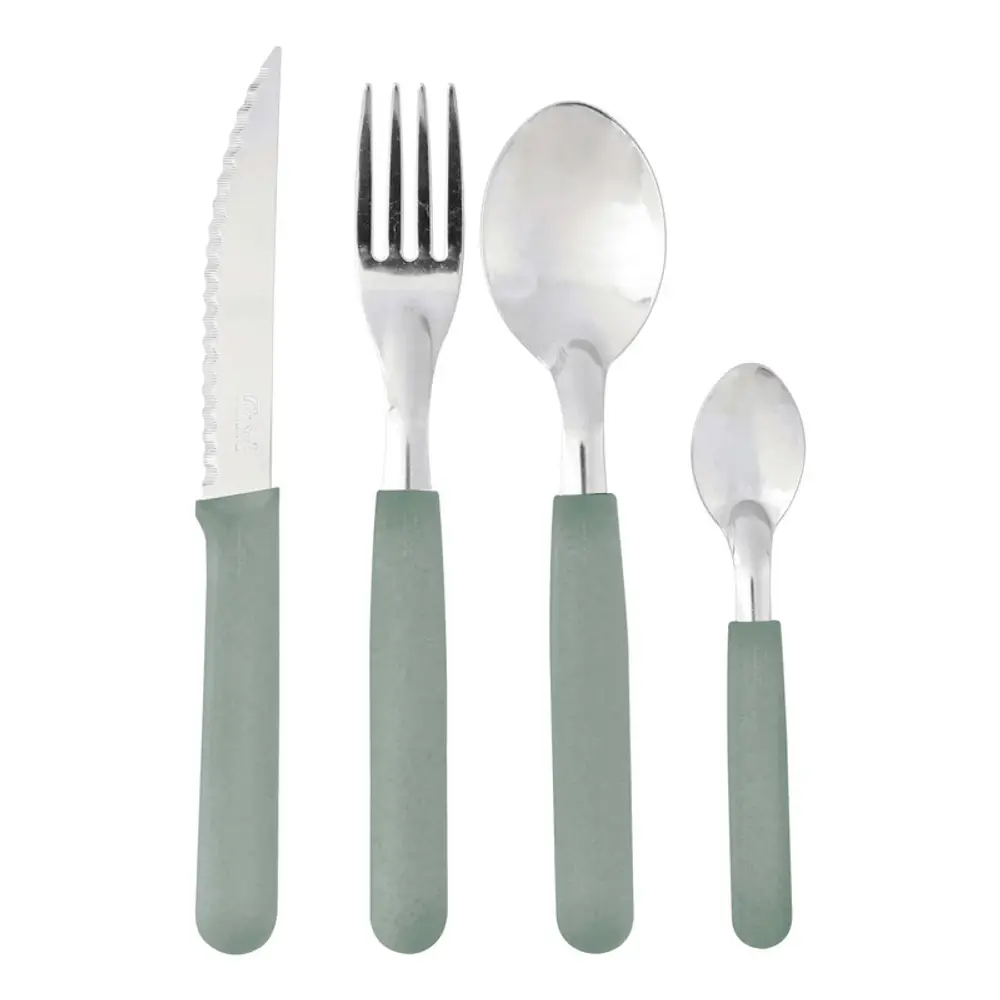Set X16 Cubiertos Carol Soft Caja Acero Inox. Mango Plástico Verde Fusion