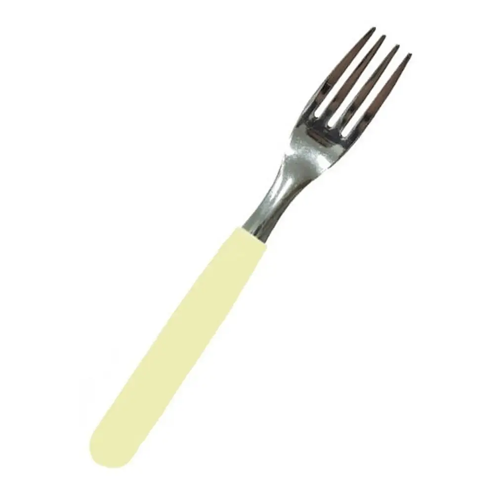 Set X16 Cubiertos Carol Soft Cuchillo Tenedor Mango Plastico Amarillo