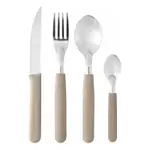 Set X16 Cubiertos Carol Soft Cuchillo Tenedor Mango Plastico Beige Areia