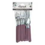 Set X16 Cubiertos Carol Soft Cuchillo Tenedor Mango Plastico Borravino Fusion