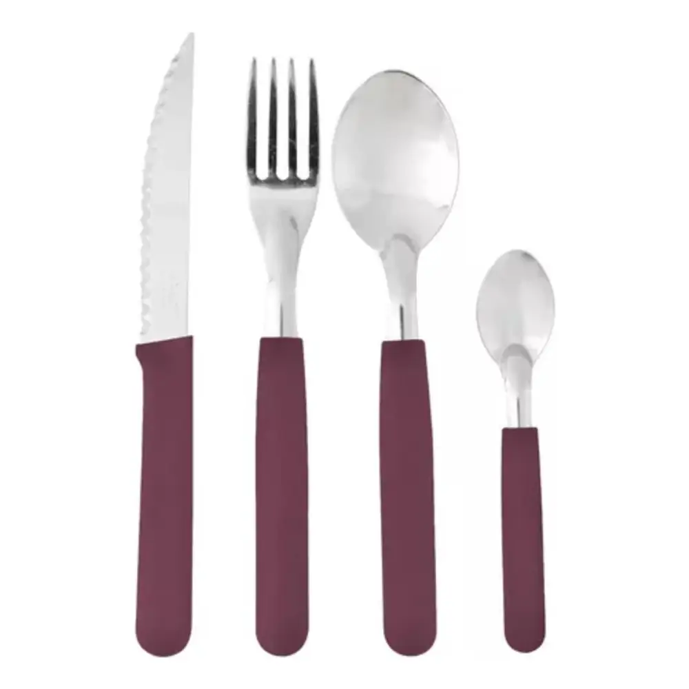Set X16 Cubiertos Carol Soft Cuchillo Tenedor Mango Plastico Borravino Fusion