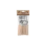 Set X16 Cubiertos Carol Soft Cuchillo Tenedor Mango Plastico Damasco Areia