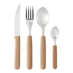 Set X16 Cubiertos Carol Soft Cuchillo Tenedor Mango Plastico Damasco Areia