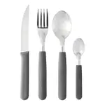 Set X16 Cubiertos Carol Soft Cuchillo Tenedor Mango Plastico Gris Areia