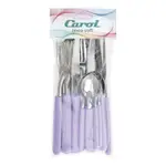 Set X16 Cubiertos Carol Soft Cuchillo Tenedor Mango Plastico Violeta