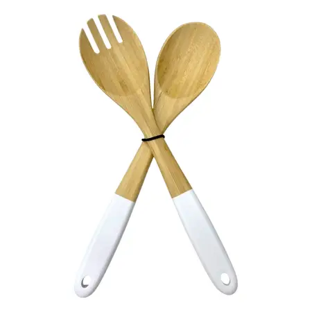 Set X2 Utensilios Madera Bambu Para Ensalada Diseño | Carol