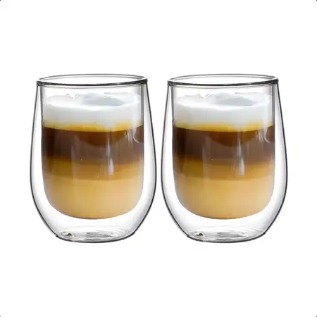 Set X2 Vaso De Vidrio Doble Pared Para Frio Calor Color Incoloro