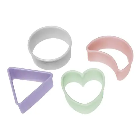 Set X4 Moldes Cortantes Para Galletitas Carol Soft Plástico Color Lila, Verde, Amarillo Y Rosa